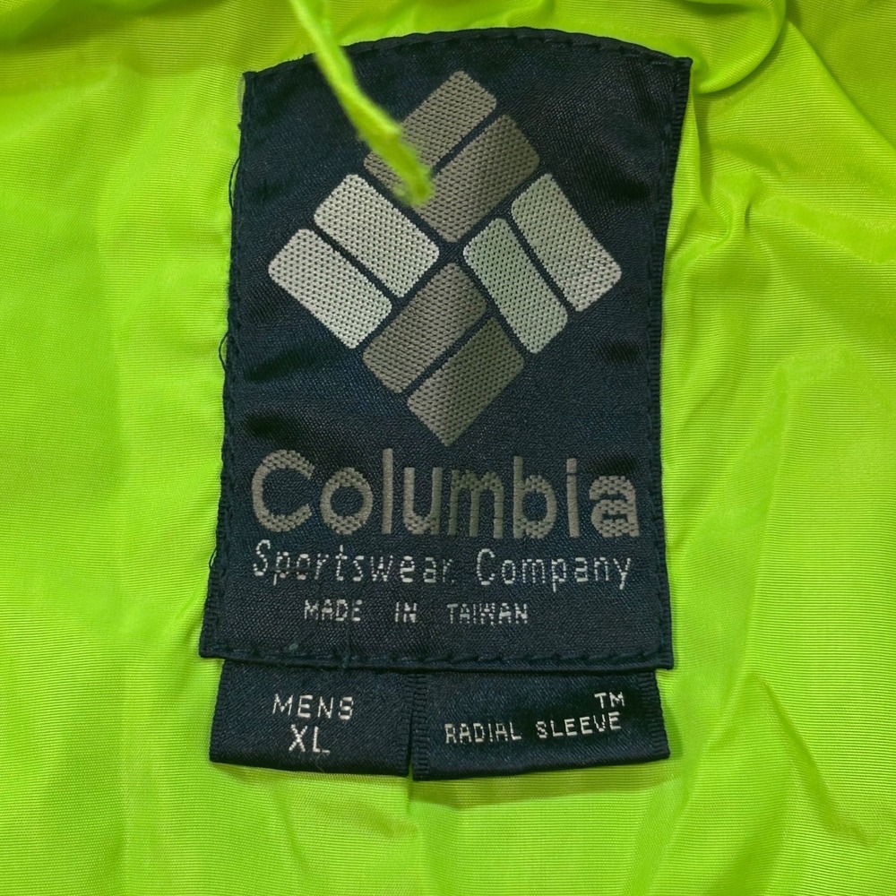 Columbia Windbreaker Jacket XL Mens Black Neon Green Pink Retro 90s Colorblock - Picture 2 of 8